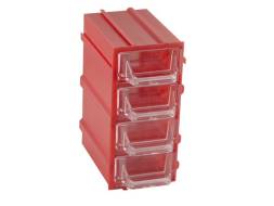 Контейнер (бокс) пластиковый для хранения мелочей К5-П1, красный/прозрачный
