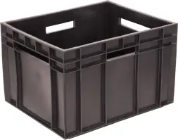 Ящик пластиковый сплошной, 430x345x285 мм, 34 л, черный [309-1]